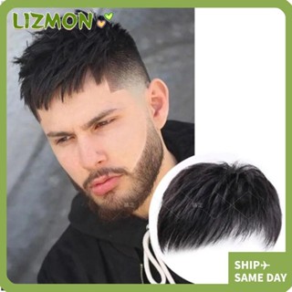 New Wigs for Men's Male Short Black Wig Natural Human Hair Crew Cut Hair  Style for Young Man Balding Sparse Hair