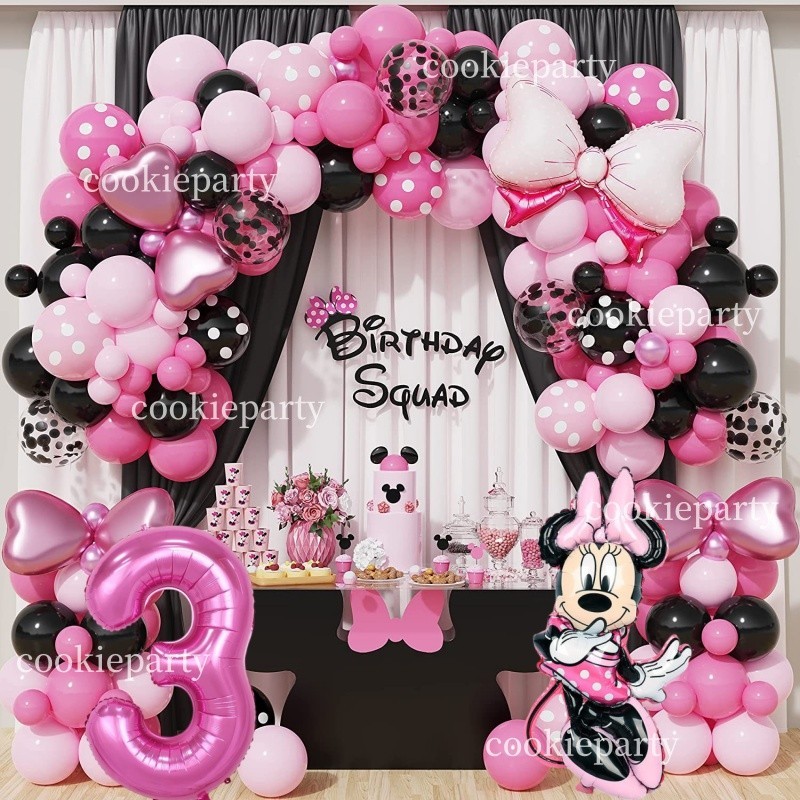 Mickey Mouse Balloons Minnie Pink Bowknot Pink Number Balloon Birthday ...