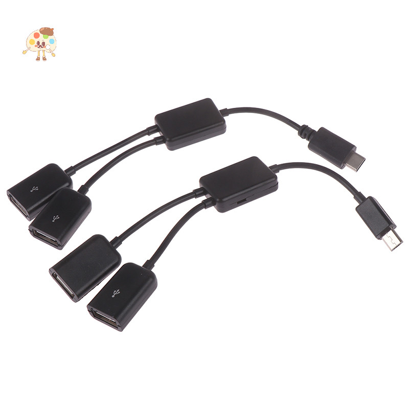 LON Micro usb / type c to 2 otg dual female usb port hub cable y ...