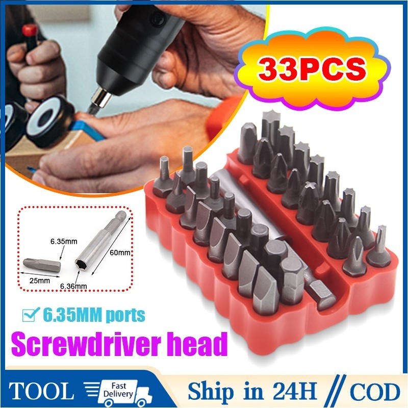 33Pcs/set Screwdriver Bits Set Tamper Proof Torx Hex Star Bit Set ...