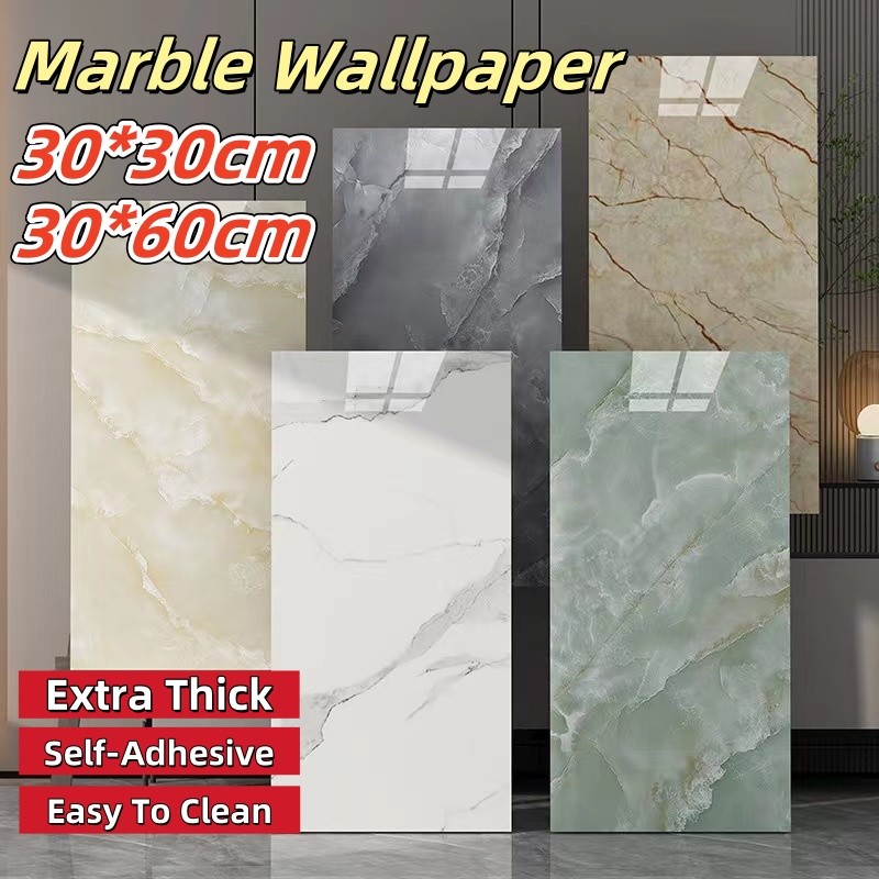 30x60cm Marble Wallpaper PVC 3d Vinyl Tiles for Kitchen Bathroom Tiles ...