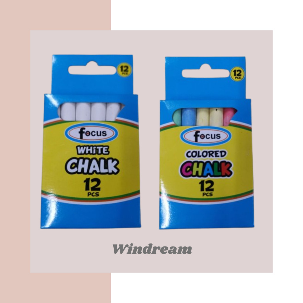 Focus Dustless Chalk White & Colored 12 pcs | Shopee Philippines