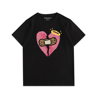 Wounded Heart Original print short sleeve T-shirt round neck literary couple top