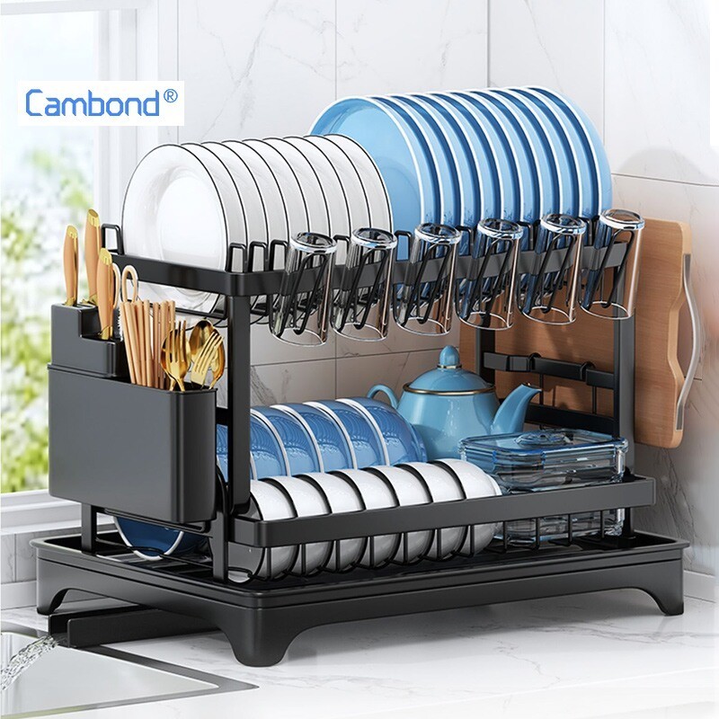 Cambond Second Installation 2/3 Tiers Dish Drying Rack Kitchen Rack Dish  Rack Kitchen Storage Rack Installation free