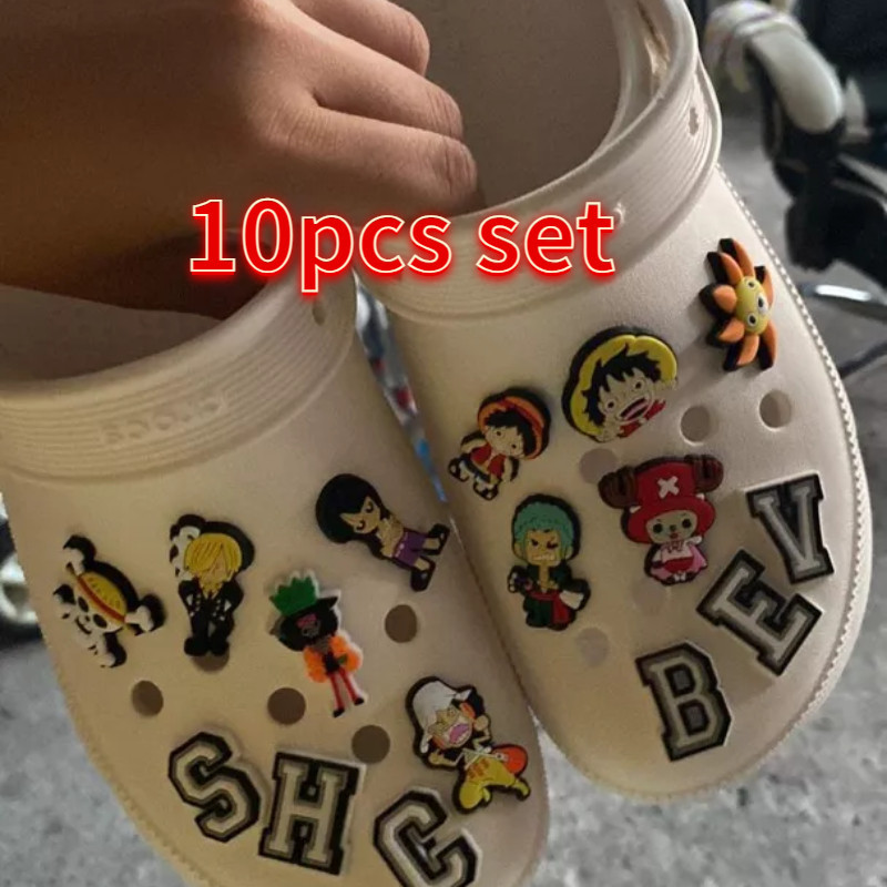 10pcs Japanese Anime Jibbitz for Crocs Set One Piece Jibits Charm Zoro ...