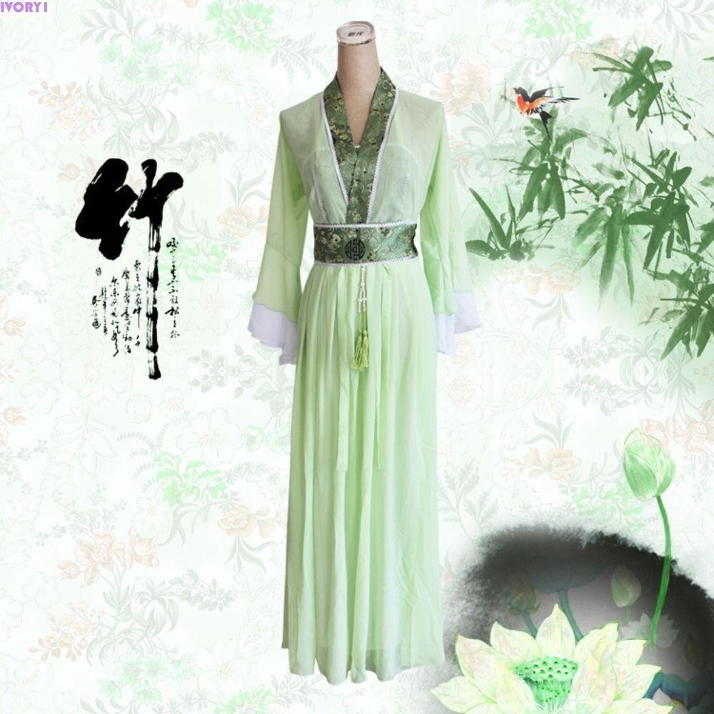 IVORY1 China Hanfu, Chinese Folk Dress Fairy Ancient Guzheng Costumes