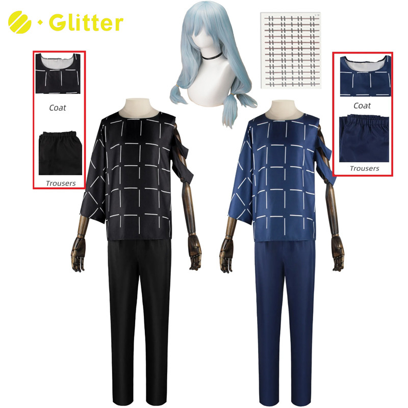 Anime Jujutsu Kaisen Mahito Cosplay for Adult Top Pants Blue Wig Set ...