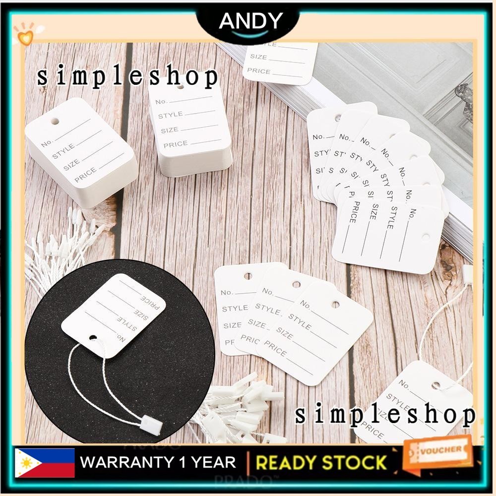 500/1000PCS Useful Clothing Label Snap Lock Hang Tag String Price Tags ...