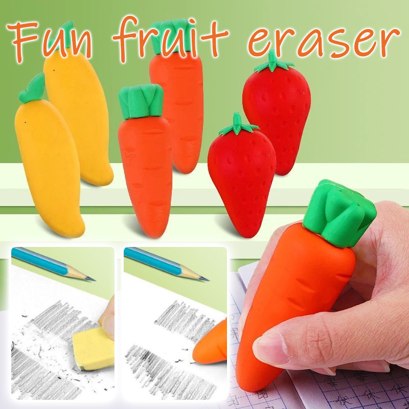 Cute Eraser for Kids Fruit Eraser Set Carrot Strawberry Mango | Shopee ...
