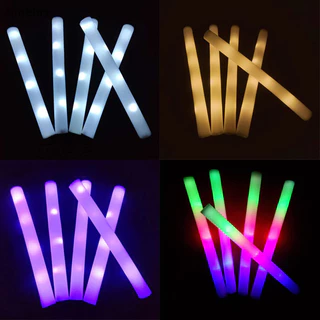 10Pcs Glow Sticks LED Foam Bar Glow In The Dark Light Up Sticks Cheer Tube  RGB Soft Batons Rave Glow Wands Flashing Concert