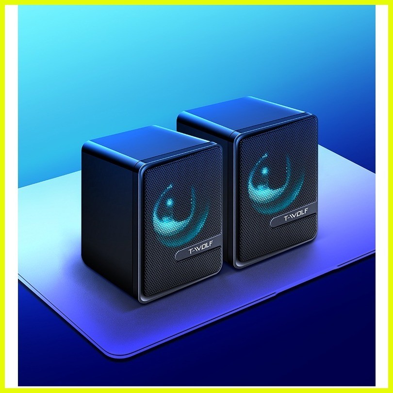 ♞RGB Computer Speaker For PC Computer Desktop Luminous Vibrating Film