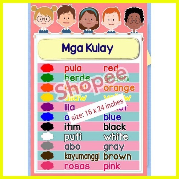 Color Chart (Tagalog/Bisaya/English) | Shopee Philippines