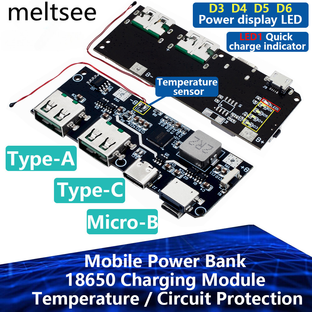 LYEAA Modulo Power Bank 18650 – Dual USB QC4.0/3.0, Ingresso Type-C/Micro, 22.5W, Con Protezioni Multiple