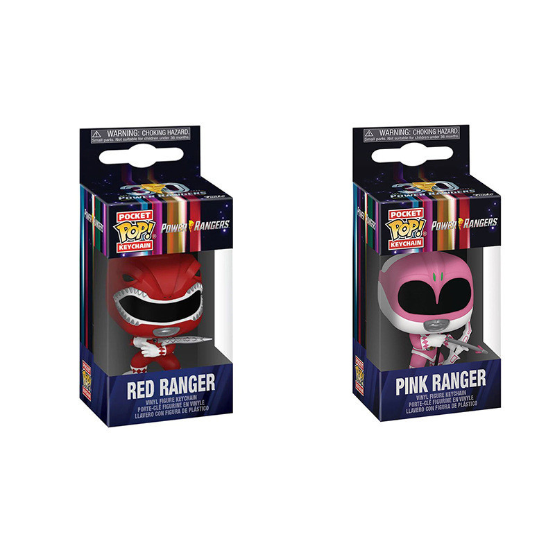 Funko Pop Keychain POWER RANGERS Red Ranger Pink Ranger Action Figure ...