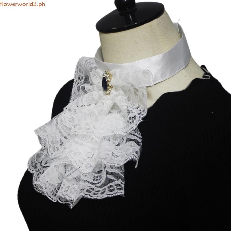 flowerworld2 Women Victorian Ruffled Lace Faux Collar Shawl Layered ...
