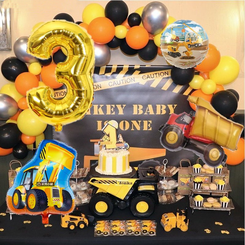 Construction Theme Party Balloon Garland Arch Kit Engineering Vehicle ...
