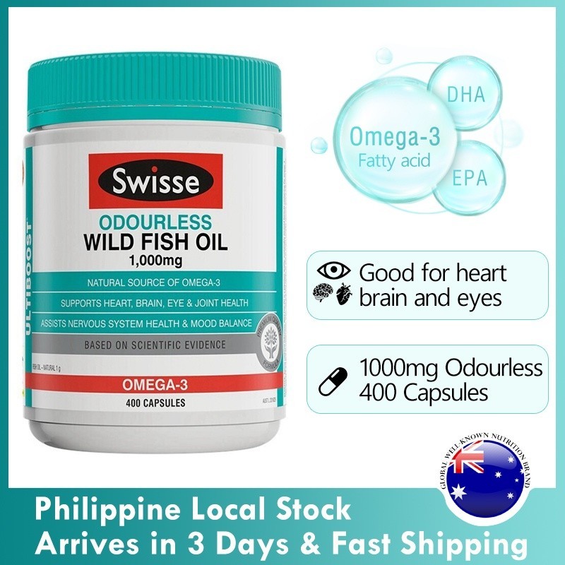 Swisse Ultiboost Odourless Omega3 Wild Fish Oil 1000mg 400 Capsules