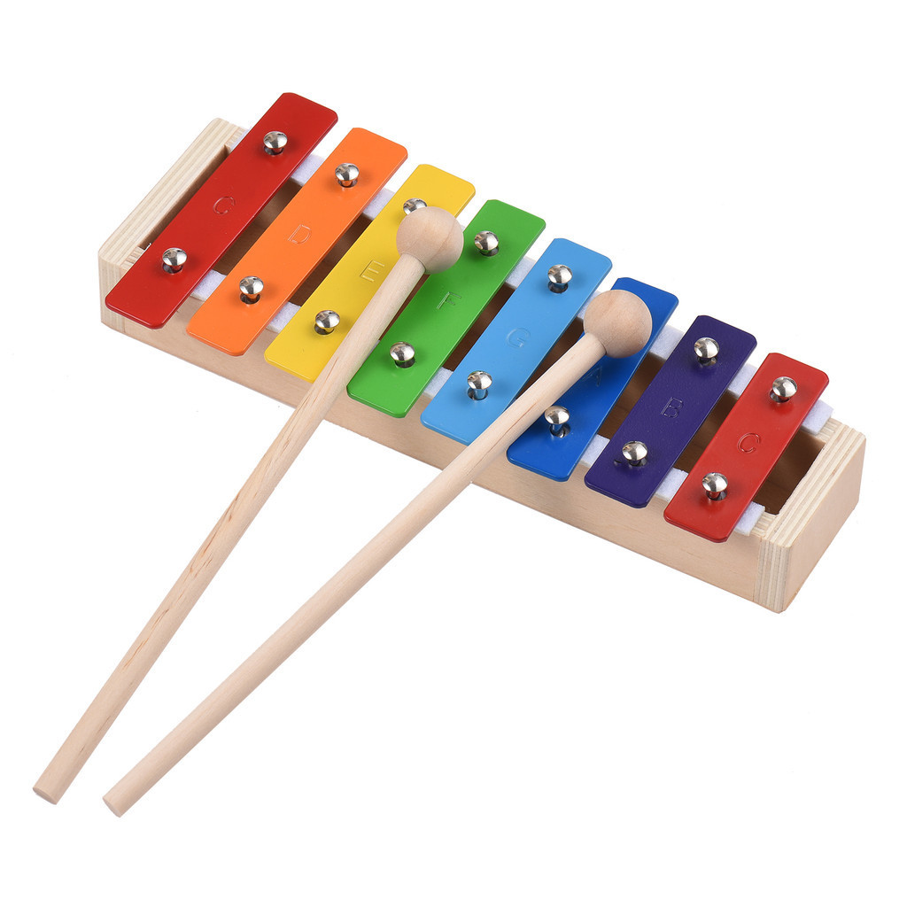 8 Keys Compact Size Xylophone Glockenspiel with Wooden Mallets ...