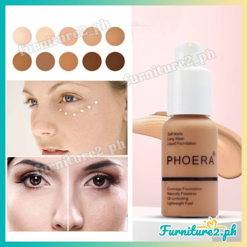 PHOERA Face Foundation Base Makeup Matte Oil Control Concealer Full ...