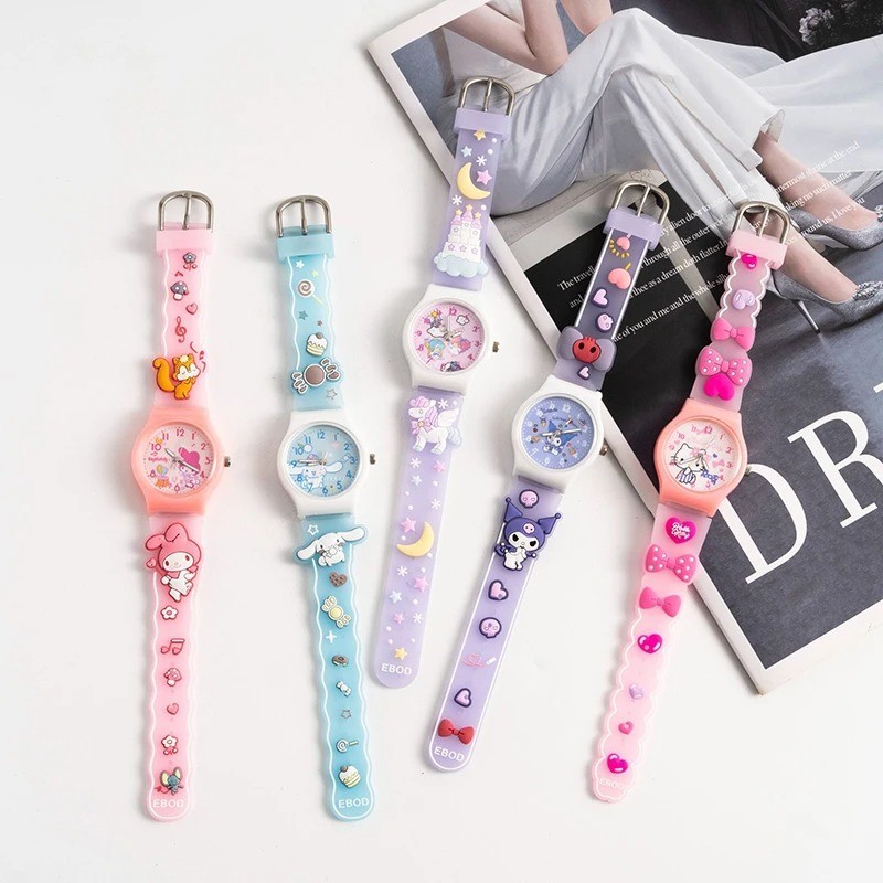 Sanrio 3d Pattern Child Wrist Watch Cinnamoro Hello Kitty Waterproof 