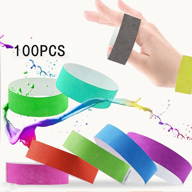 100pcs Disposable Paper Wristbands Waterproof Wristband Events Wrist ...