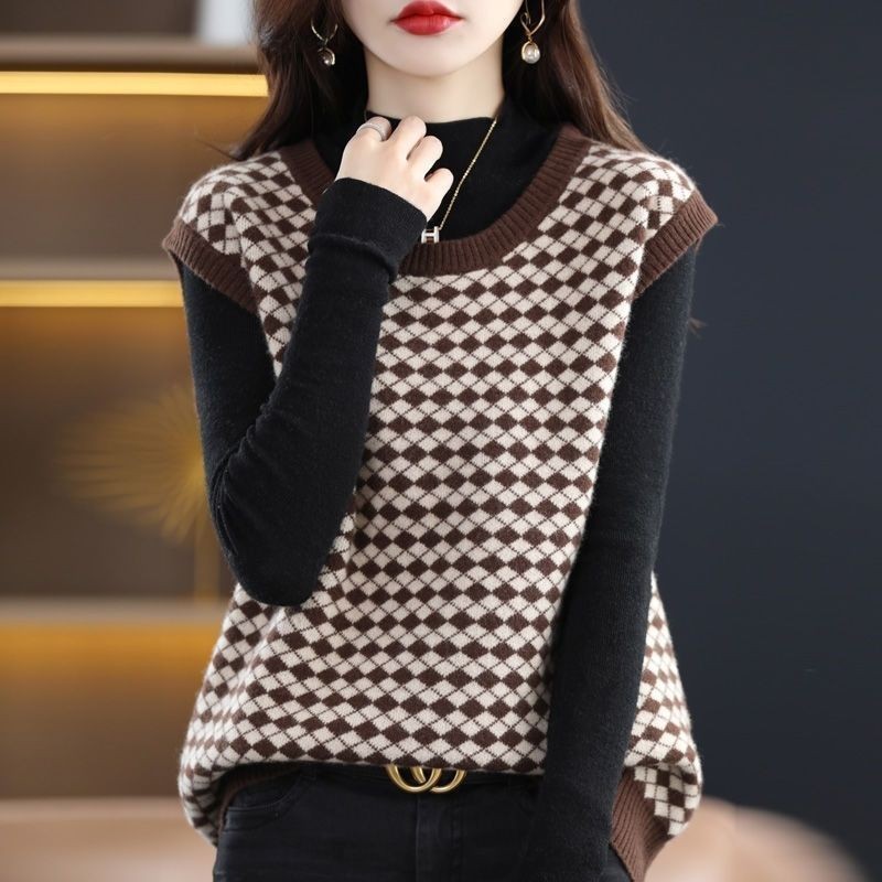 Spring Autumn New Style Round Neck Knitted Vest Women Sleeveless Loose ...