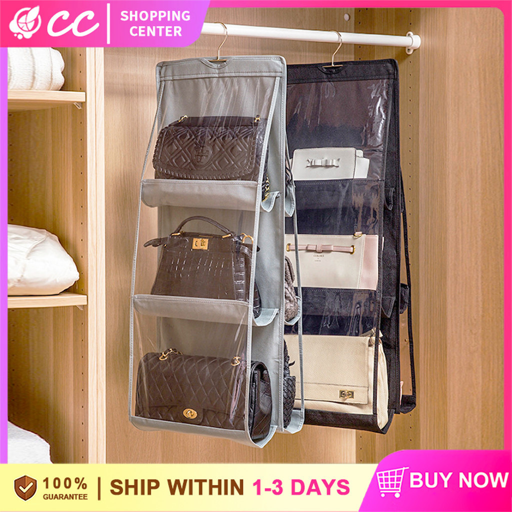 Bag Storage Holder 6 Pockets Hanging Rack Organizer Bag Purse Handbag ...