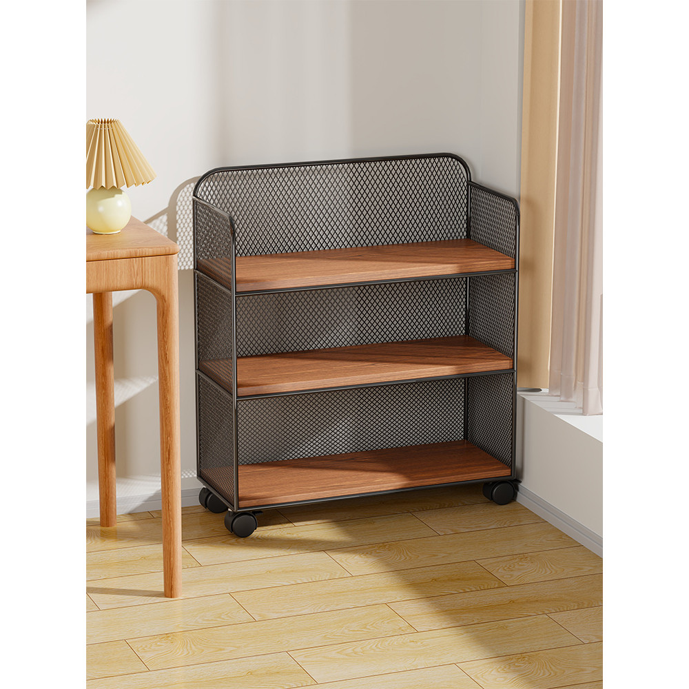 Desk Side Storage Rack Student Movable Small Cart Shelf Bookshelf Floor ...
