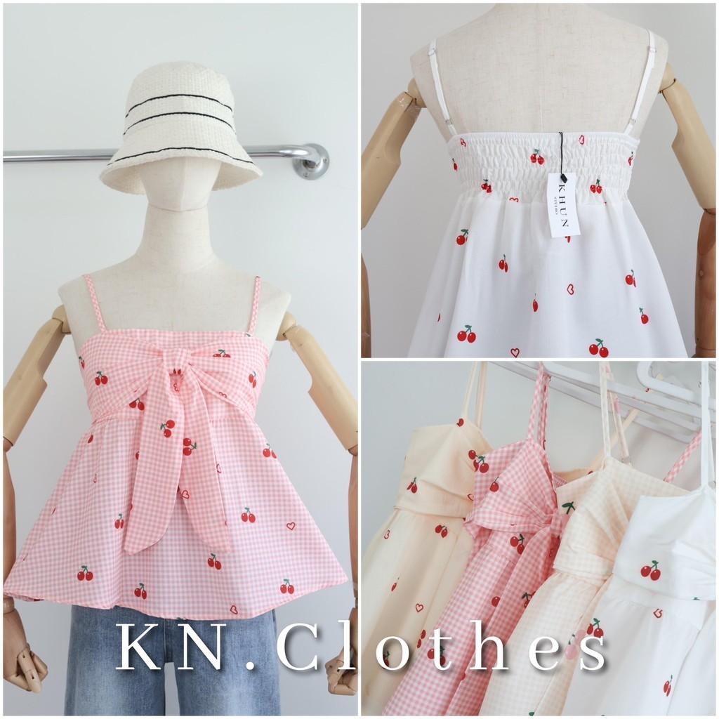 KH Spaghetti Strap Top With Bow Decoration In Front Can Be Used Cute ...