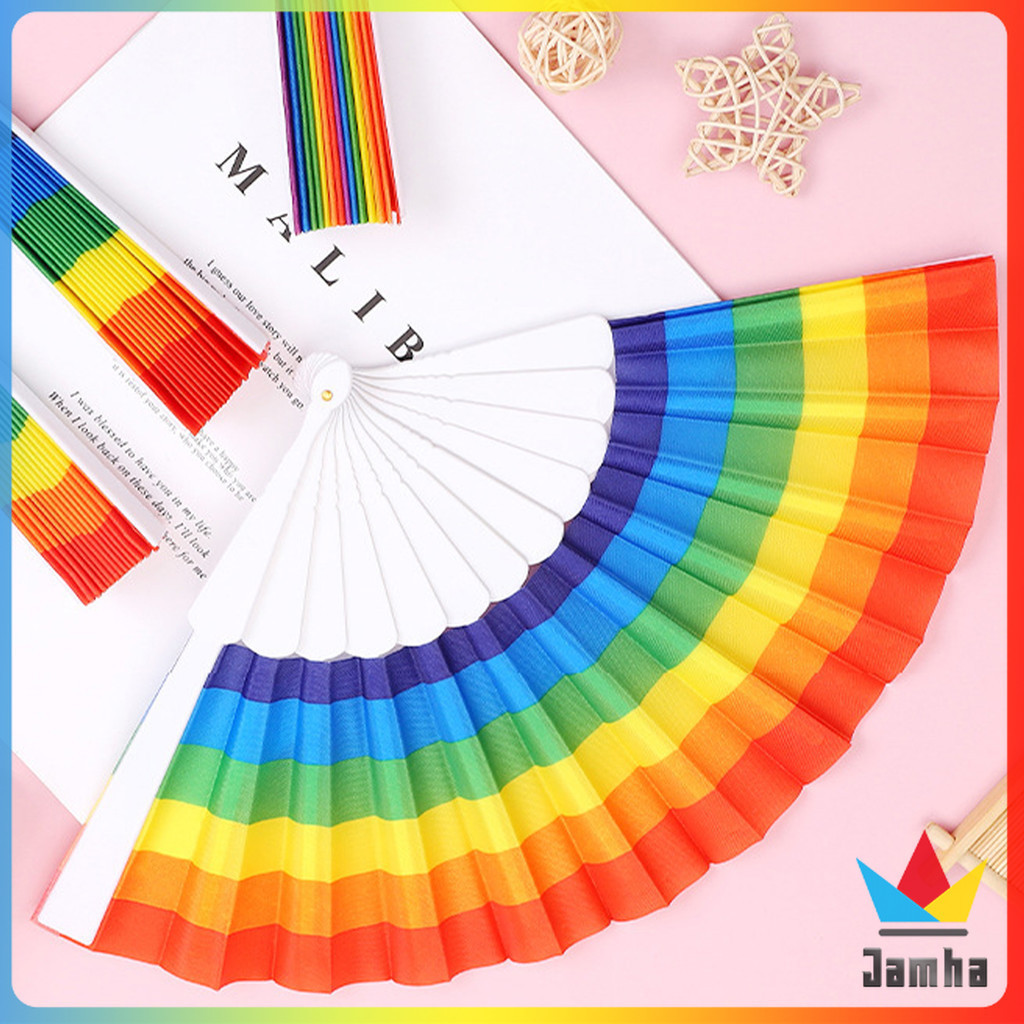7 inch Children's Craft Folding Fan Rainbow Flat Fans Kindergarten ...