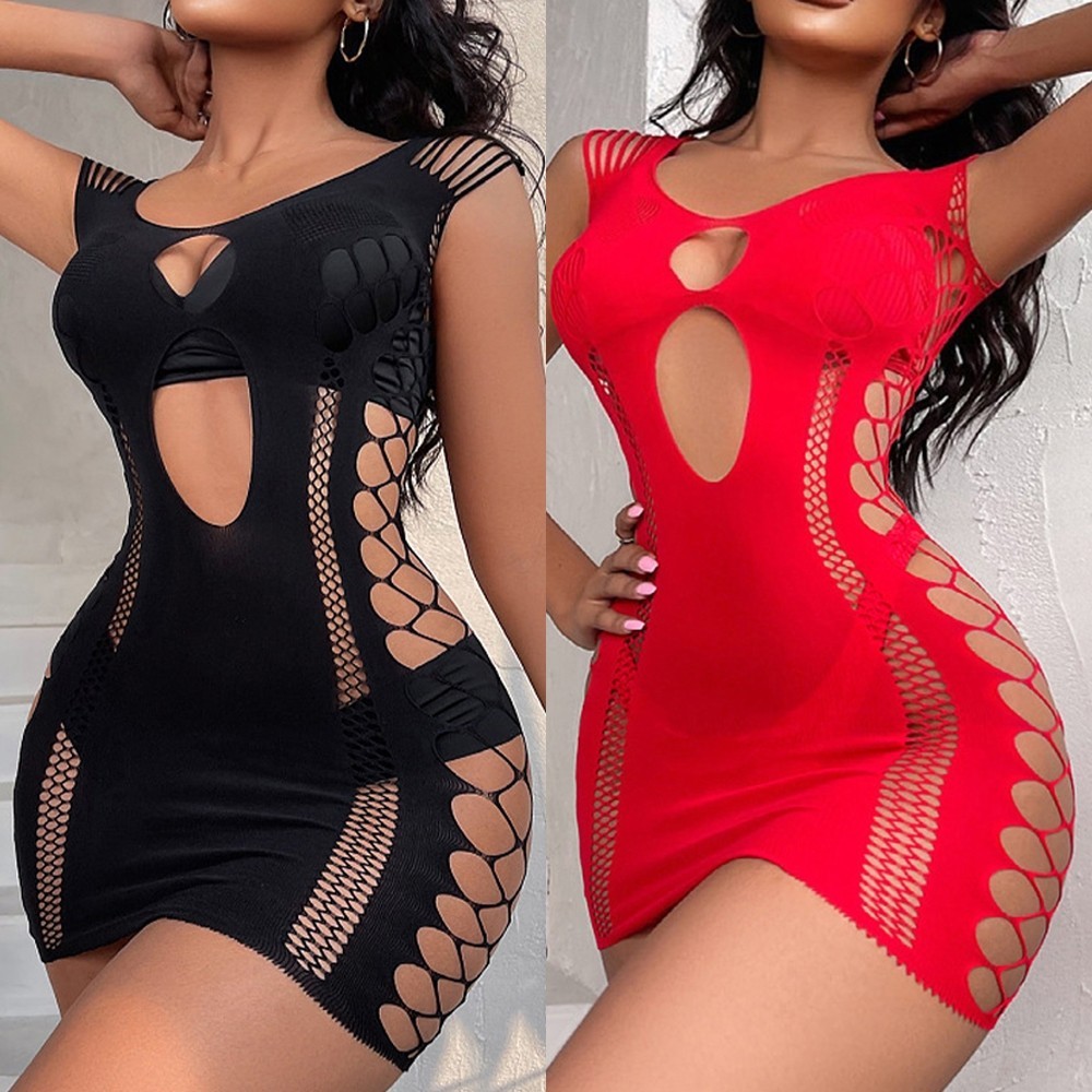 Dazzling Sheer Fishnet Dress w/ Thong