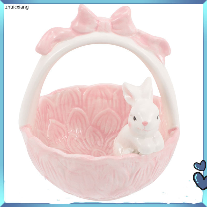 zhuicxiang Easter Basket Hamper Decorations for Home Ceramic Rabbit ...