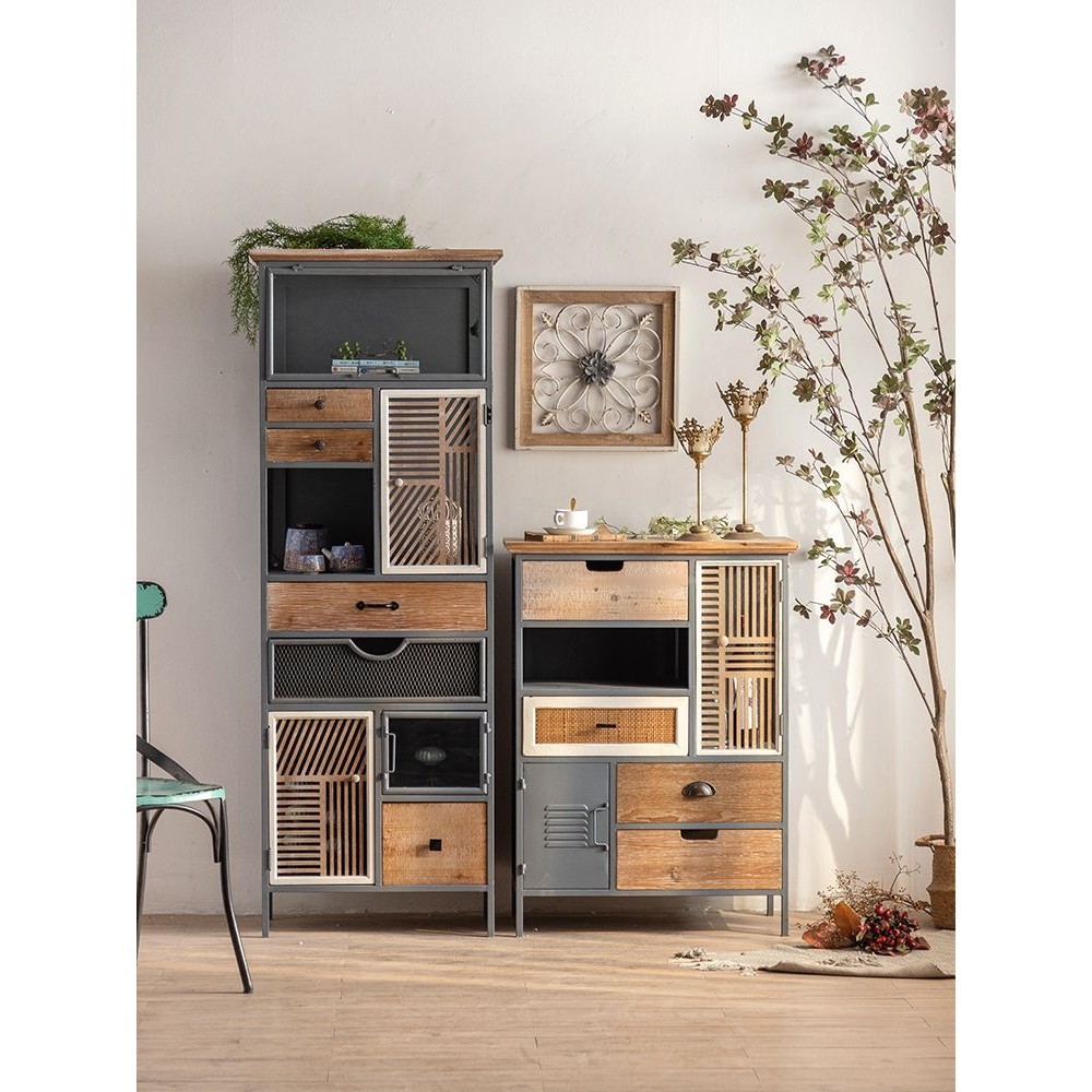 American Industrial Style Iron Chest Of Drawers Living Room B & B ...