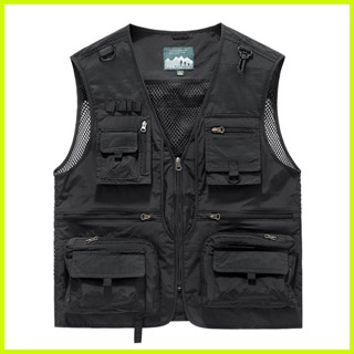 14 Pockets Summer New Men US Tactical Hiking Fishing Vest Mens Photographer  Waistcoat Mesh Cargo Sleeveless Jacket Tool Vest 7XL