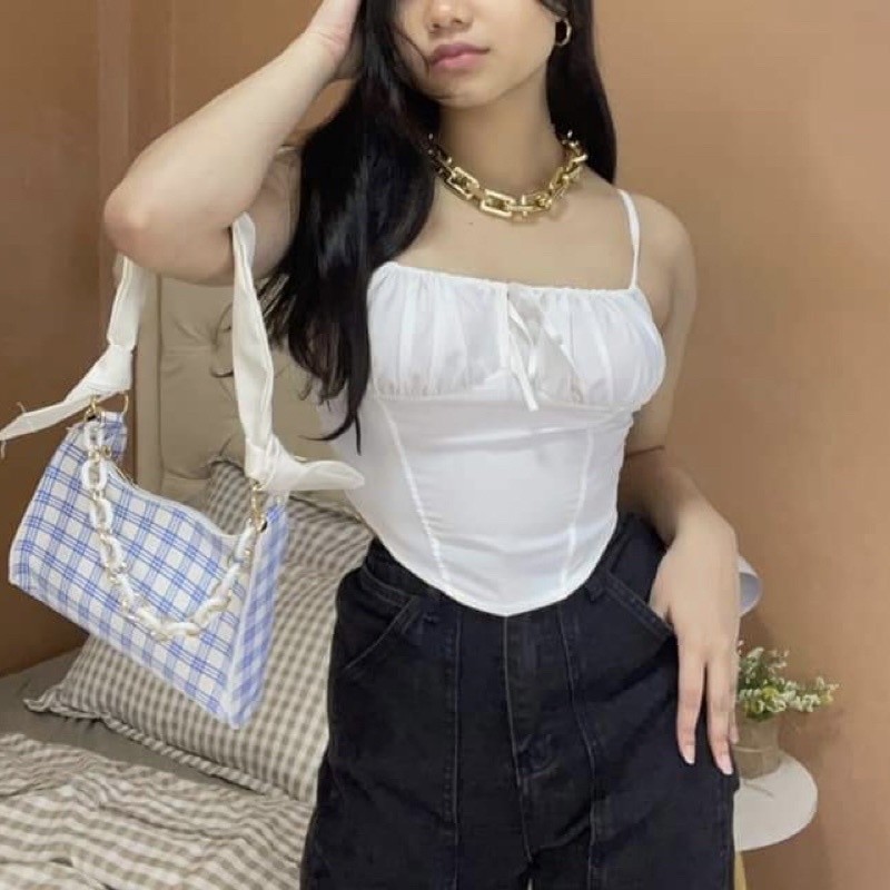 JW Chirpy Top Ruched Busytier Front Corset Style Top (XSS) Shopee