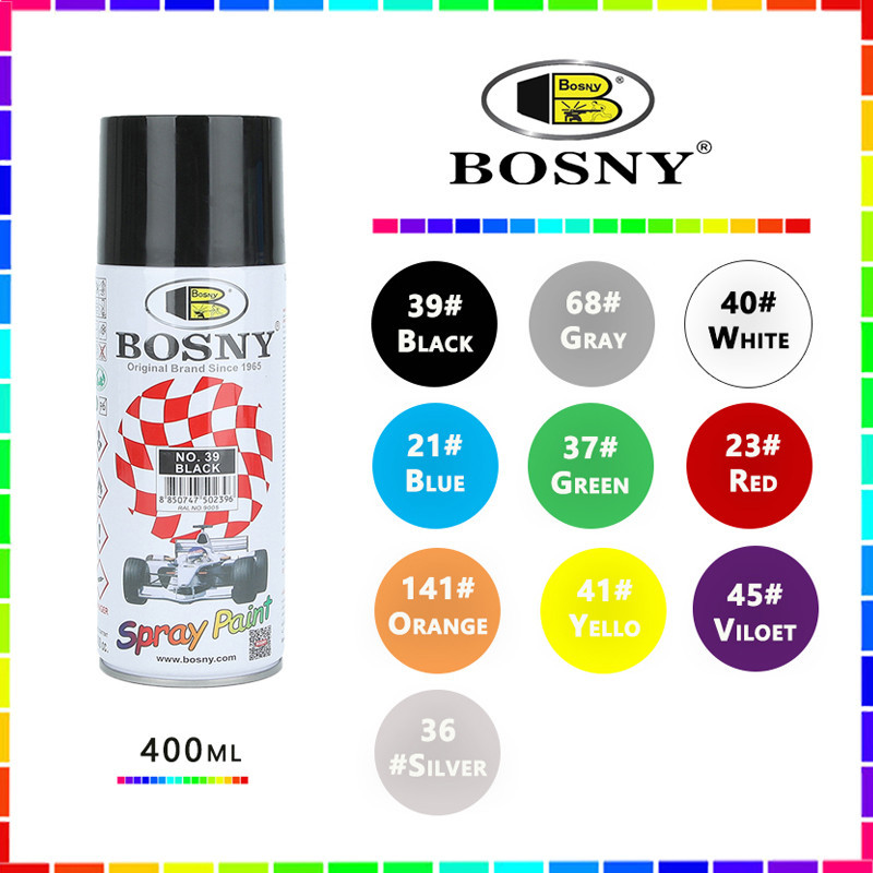 400mL BOSNY Waterproof Paint Black/White/Blue/Red Full Color Acrylic