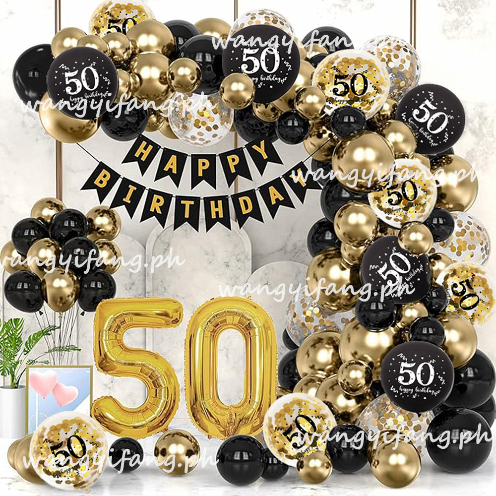 1 Set 50th 60th 70th Birthday Decoration Kit for Adult Black Gold ...