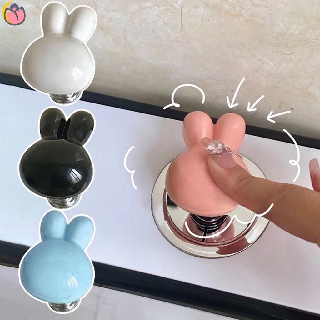 Heart Shaped Toilet Press Button Cute Rabbit Toilet Drain Button Tank