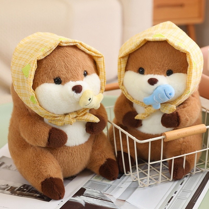 30cm Cute Capybara Series Plush Dolls Holding Fish Turban Capybara And ...