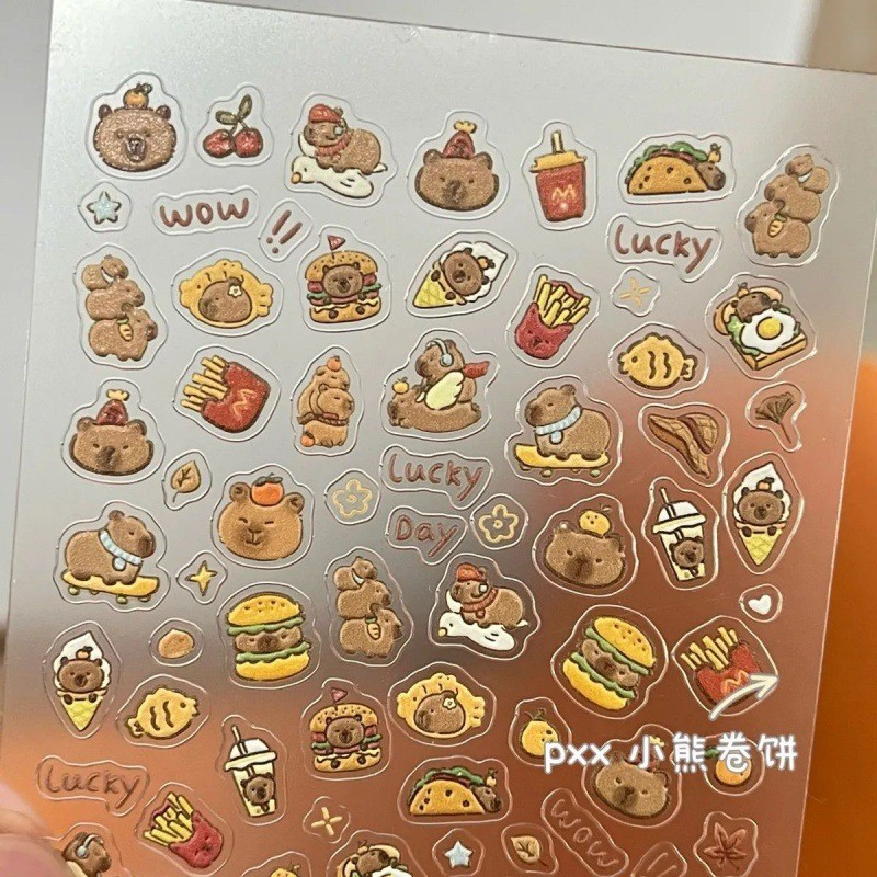 56Pcs/sheet Capy Bara Cartoon Cute PVC Decorative Stickers | Shopee ...