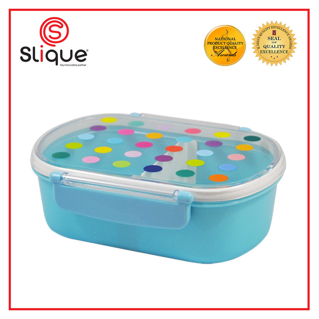 SLIQUE Round Lunch Box 600ml (Blue) | Shopee Philippines