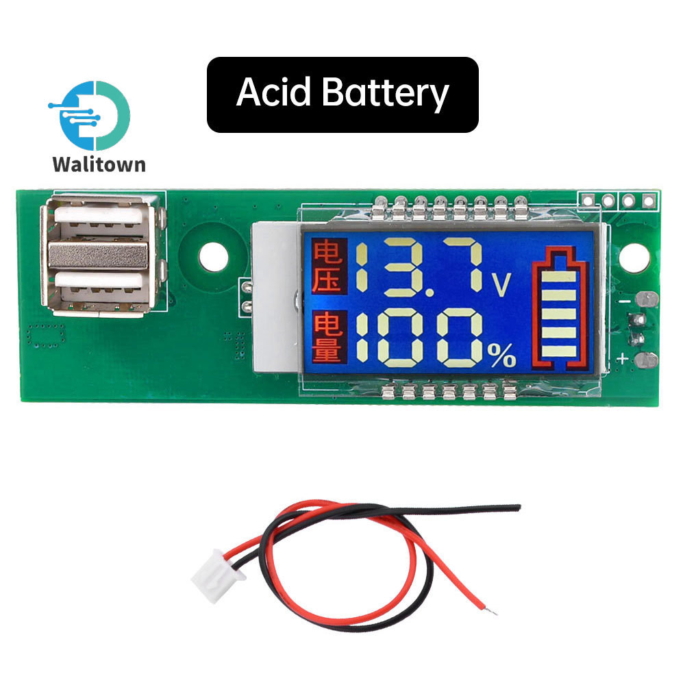 LCD Dual Display Power Voltmeter with Dual USB Port Power Indicator 12V ...