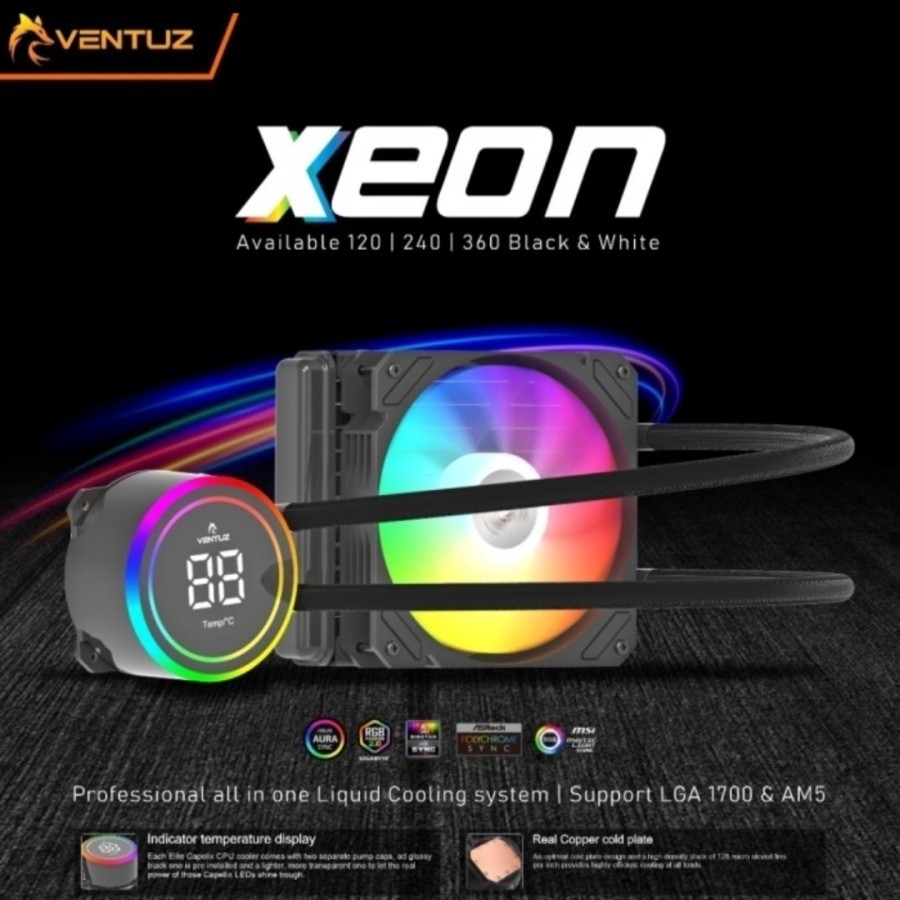 Aio Water Cooling Cooler Ventuz XEON Chroma 120 ARGB Liquid Cooler