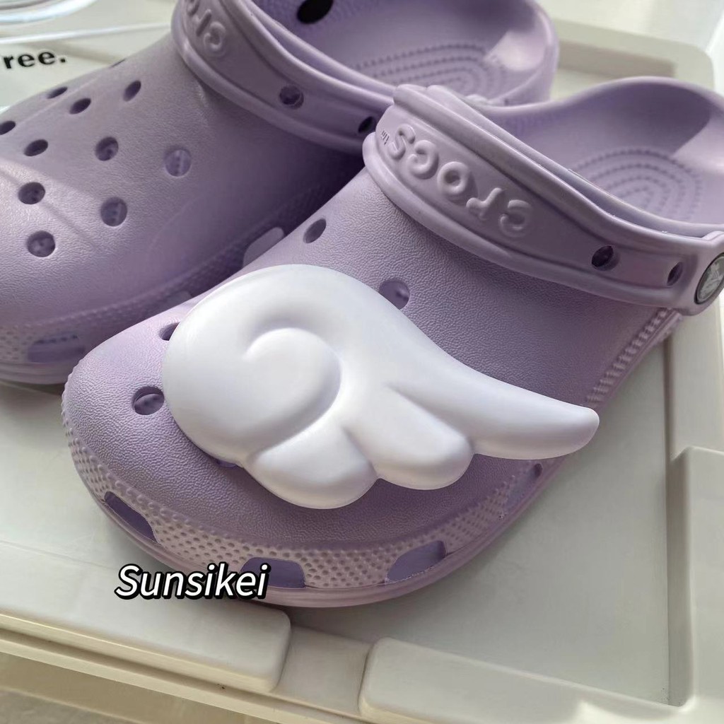 Hole Shoes Universal Accessories Angel Wings crocs Shoes Flower Carlo ...