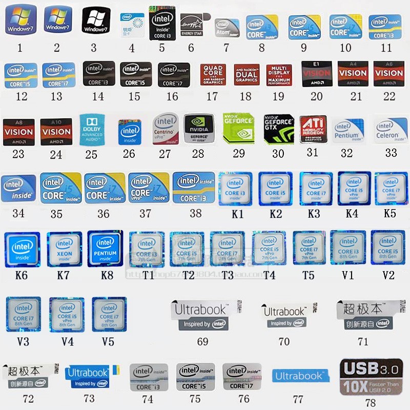 New Sticker Original WIN7 CPU System Label Desktop Notebook CPU Sticker ...