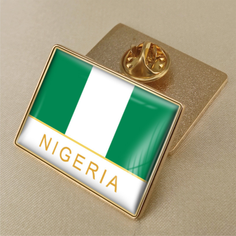 Nigeria Flag Crystal Drip Gum Emblem Highend Brooch Common Luxury
