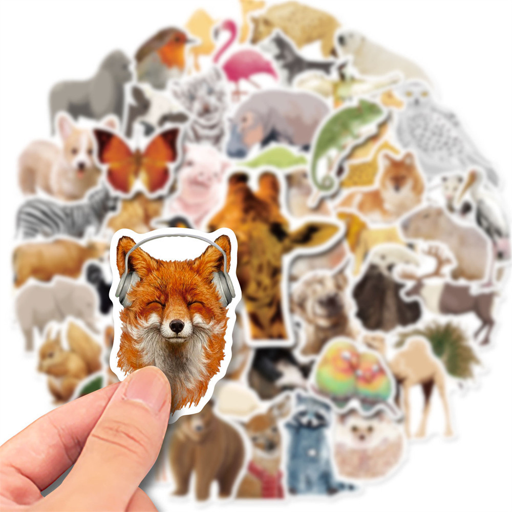 50PCS Funny Cute Pet Dog Graffiti Stickers Zoo Wild Animals Waterproof ...