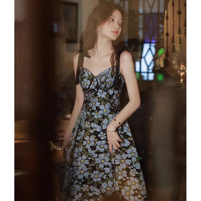 Hawlife Korean Black Floral Elegant Banquet Dress Gown 53 | Shopee ...