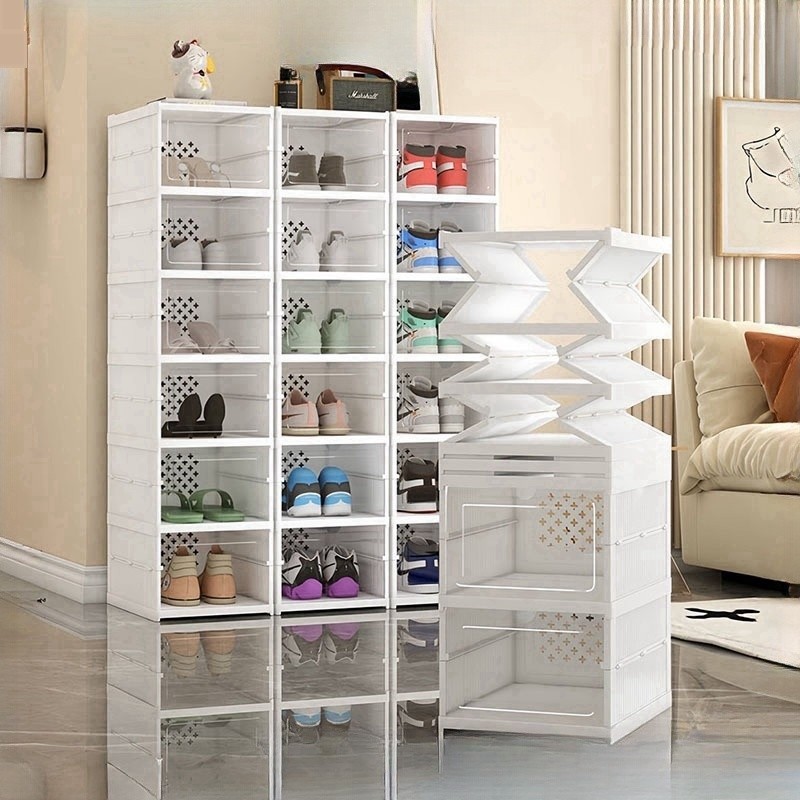 Foldable Shoe Box 3/6/9 Layers Folding Cabinet Storage Shoe Rack ...