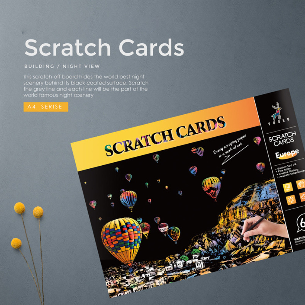 4 Sheets A4 Scratch Book Architecture Series Colorful City Night Scene ...